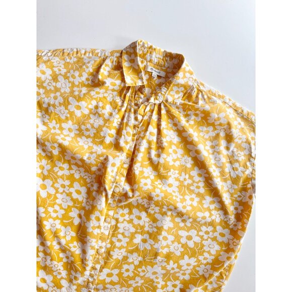 MADEWELL Central Retro Yellow Floral Cotton Poplin Oversized Shirt, Size XS - Picture 7 of 12